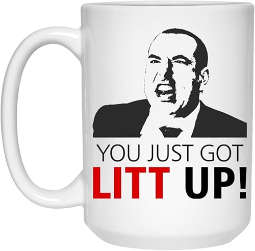 Taza Litt Up You Just Got Litt Up Louis Litt Harvey Specter Taza inspirada en trajes Taza divertida Regalo novedoso Trajes de programa de