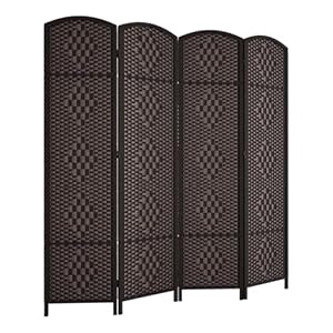 Rose Home Fashion 6 ft Tall Room Divider, Room Dividers and Folding Privacy Screens, 15.7in Privacy Screen 4 Panel Partition Temporary Wall Separation for Private, Dark Coffee