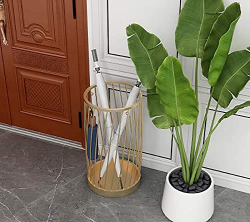 Soporte de paraguas de oro con ganchos, estante redondo decorativo de gama alta para oficinas 6