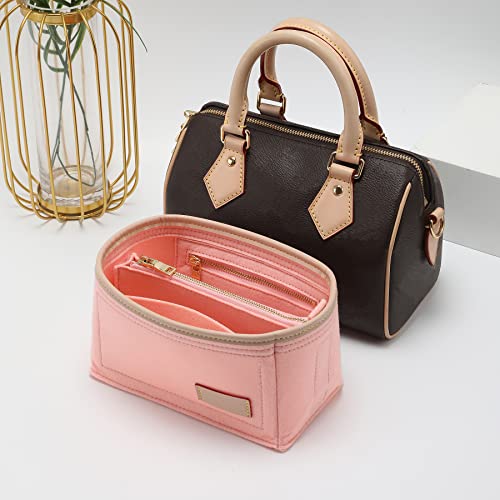 Image of Doxo Purse Organizer Insert, Bag Organizer for Tote & Purse, Bag in Bag, Perfect for Speedy 20 and More(Pink-S)