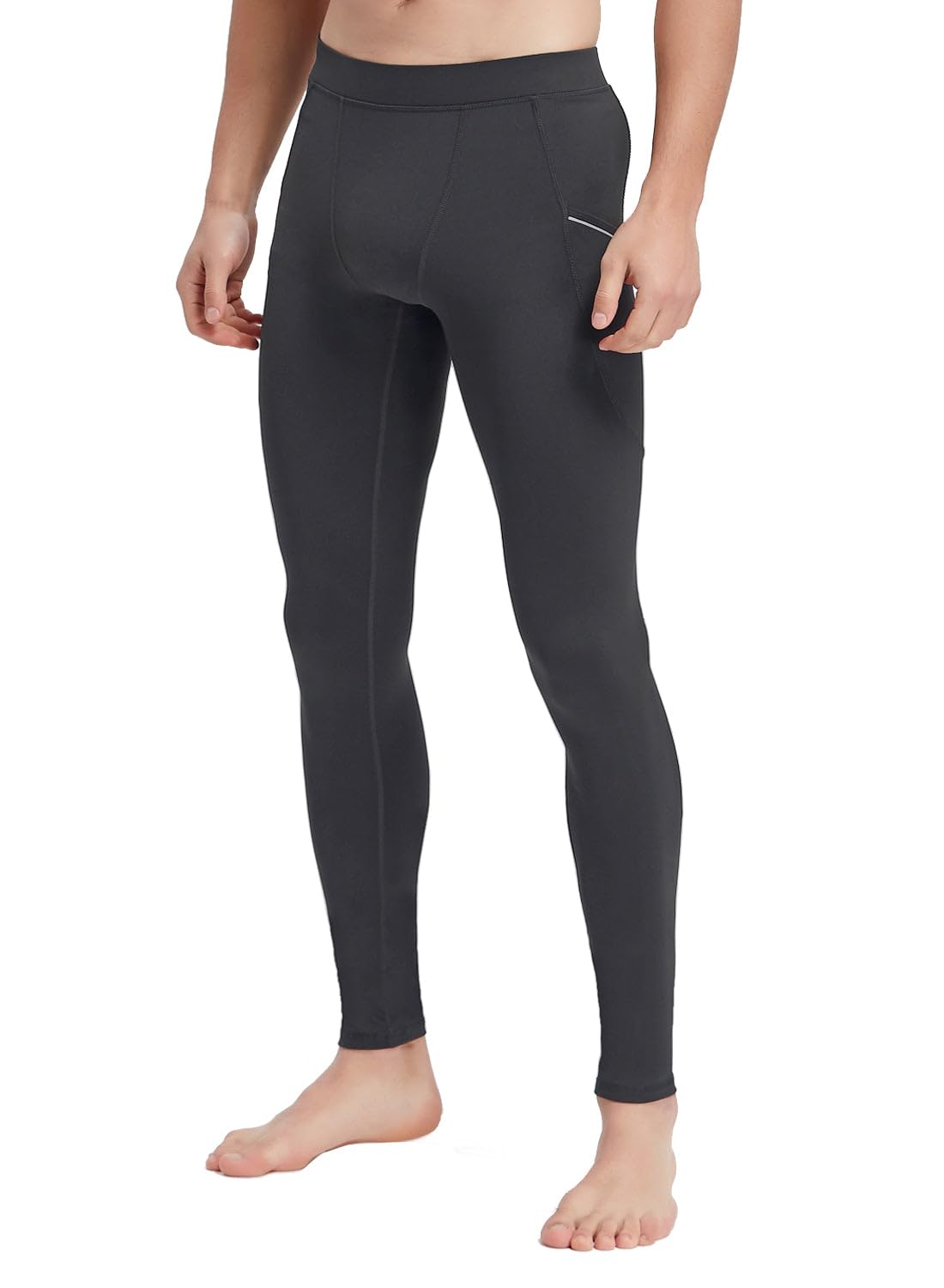 Willit - Leggings sportivi da uomo, con tasche laterali, per palestra, allenamento, ad asciugatura rapida, Uomo, Grigio acciaio., Medium