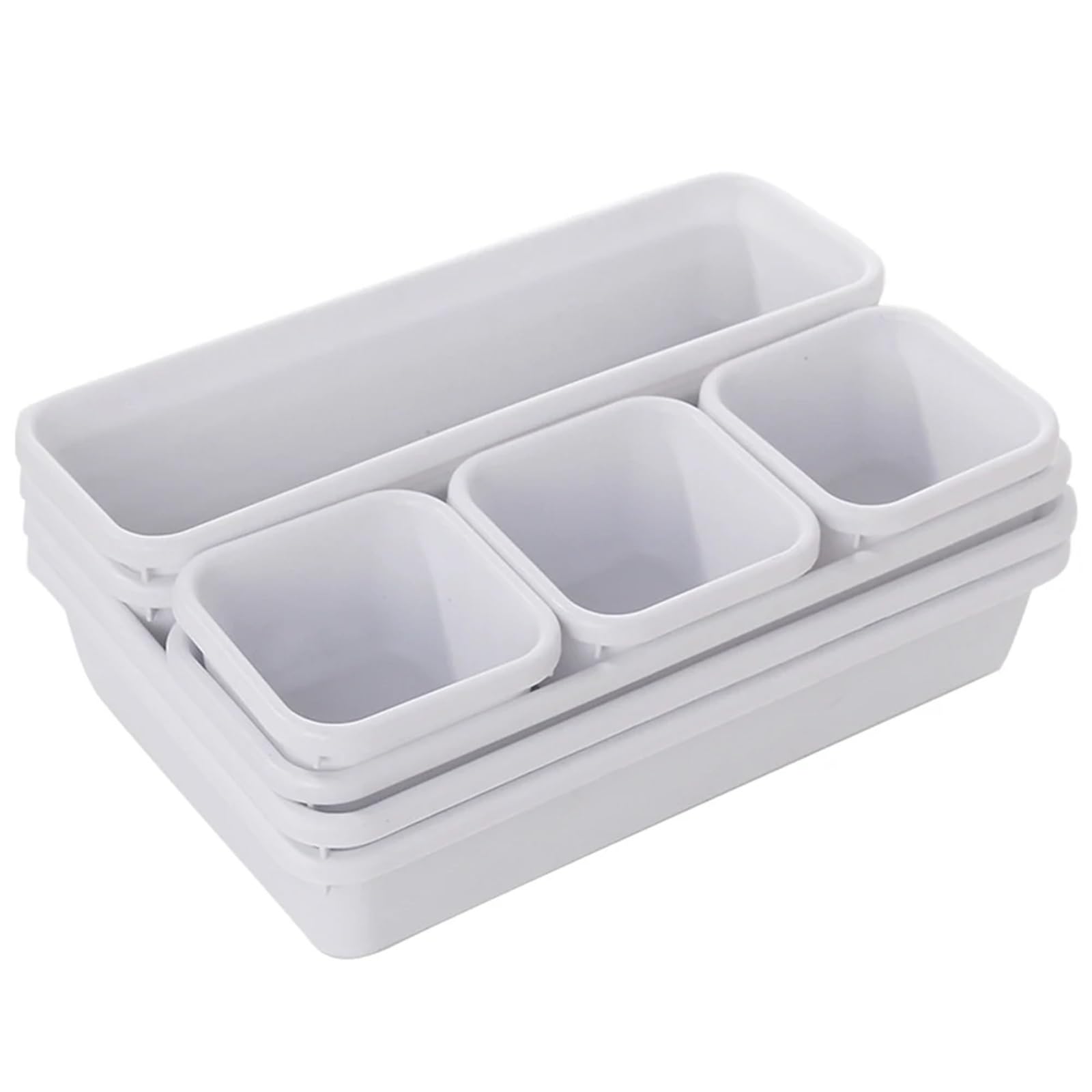 8 Stück verstellbare Schubladen-Organizer-Box-Tabletts Make-up-Kosmetik-Sonstiges-Teilerhalter Küche Badezimmer Schrank Schmuckschatulle Für Schminktisch(White)