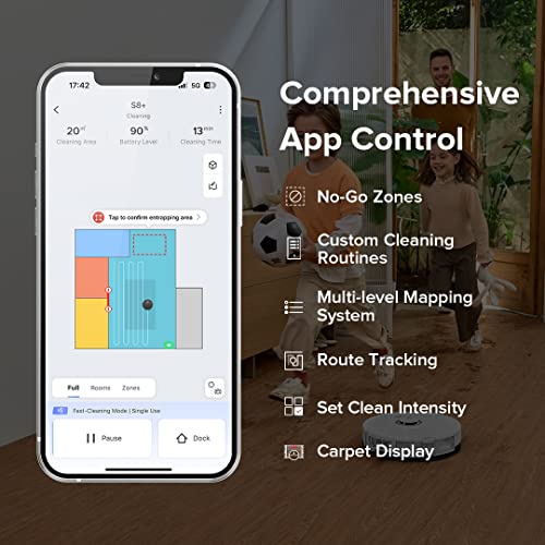 Image of roborock S8+ Robot Vacuum, Sonic Mop with Self-Empty Dock, Stores up to 60-Days of Dust, Auto Lifting Mop, Ultrasonic Carpet Detection, 6000Pa Suction, White
