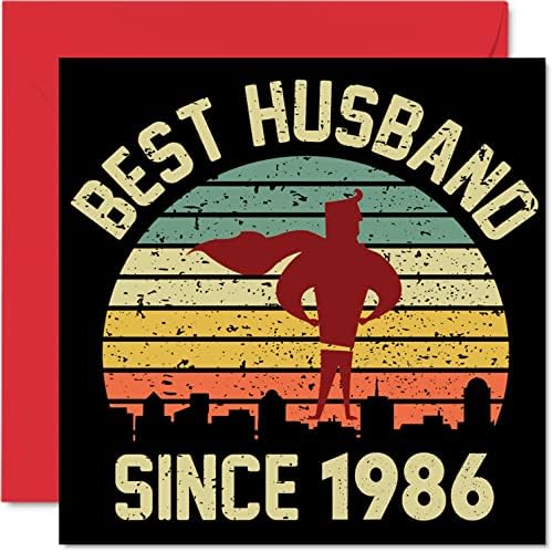 11th Anniversary Card for Husband from Wife - Best Husband Since 2012 - I Love You Gifts, Happy 11th Wedding Anniversary Cards for Partner, 145mm x 145mm Greeting Cards for Eleventh Anniversaries