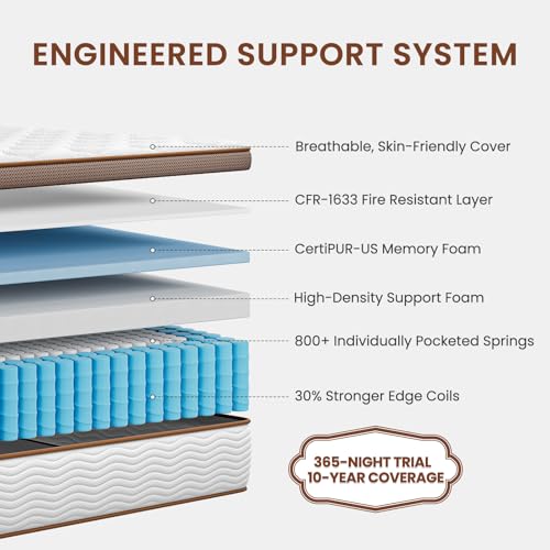 BedStory Firm Mattress Queen - 12 Inch Queen Size Hybrid Mattress - Extra Spinal Support for Back Pain Relief - 2.0mm Advanced Pocket Spring and Motion Isolation, CertiPUR-US Certified