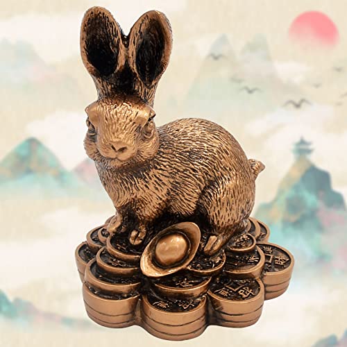 Fengshuibringluck 2023 New Year Zodiac Rabbit Resin Table Top Decor New Life, Longevity And Prosperity Home Statue #TOP2