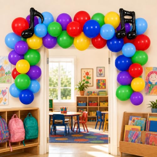Image of HILAVO Red Blue Yellow Balloons Primary Color Rainbow Birthday Balloon
