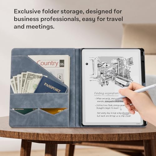 Image of CoBak Premium PU Leather Case for 11 inch Kindle Scribe 3rd Gen 2025, Kindle Scribe Colorsoft, TouchPad D10, Folio Cover with Pen Holder, Auto Sleep /Wake, Card Slots & File Folders, Not for Remarkable