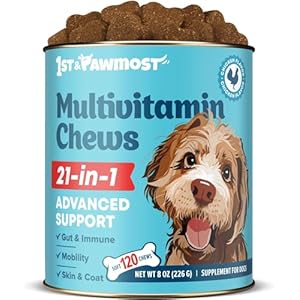 Multivitamin Chews – Dog Vitamins and Supplements Senior & Puppy Multivitamin for Dogs – Dog Vitamins and Minerals for Skin & Coat, Heart, Hip & Joint Support – Cranberry for Gut & Immune -120Ct