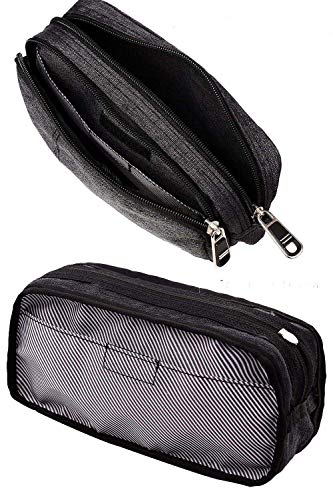 Only Warm Large Pencil Case Pouch With Two Zippers For Boys Girl Adults Gray #TOP4