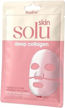 StopEver Skin Solu Deep Kolajen Eriyen Y z Maskesi - Nemlendirici Cilt Bak m Maskesi - Kolajen, Hyal ronik Asit ve Bitki  zleri  erir - Nem Dengesi ve P r zs z G r n m i in