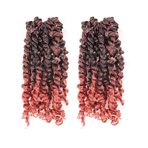 Toyotress Tiana Passion Twist Hair - 6 inch 2 Pcs Pre-twisted Crochet Braids Ombre Orange, Synthetic Braiding Hair Extension ( 6 Inch, T350)