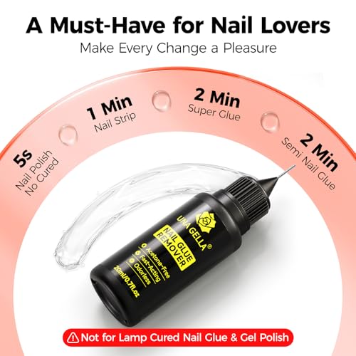 Image of UNA GELLA Nail Glue Remover for Press on Nails，20ml Pinpoint Non-Acetone Semi Solid Nail Glue Remover for Nails Tips，Gentle GLUE Remover with Upgraded Stick Easy Removal DIY Manicure Supply
