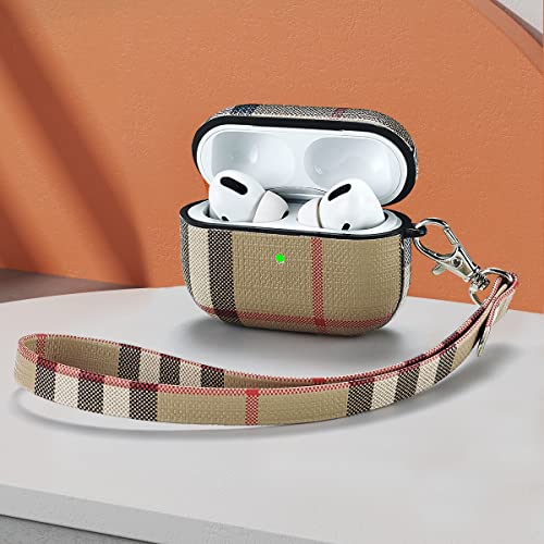 Luxury Leather Case For Airpods Pro(1St & 2Nd Generation), Fashion Pu Shockproof Anti-Slip Protective Cover Accessories Set For Airpods Pro Case With Con Wrist Strap, And Keychain #TOP1