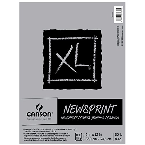 Canson XL Series Newsprint Paper Foldover Pad 9x12 inches 100 Sheets (30lb/49g) - Artist Paper for Adults and Students