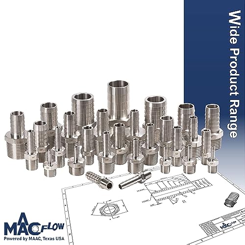 MAACFLOW MAACFLOW Stainless Steel 3/8" Male NPT to 3/8" Hose ID Barb Barbed Hose Fitting Adaptor Connector (Pack of 2) by MAACFLOW - Image 8
