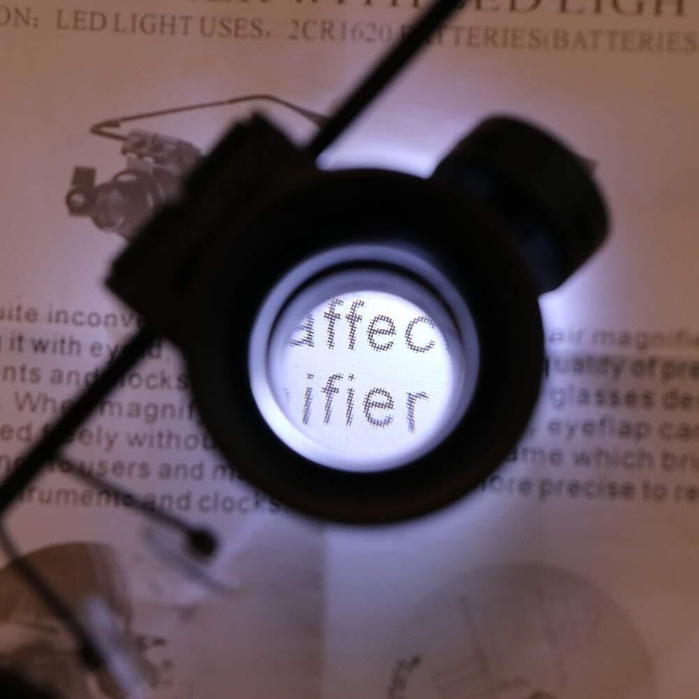 Lupa de lectura de 20 aumentos con lentes iluminados tipo LED, binoculares, lupa de reparación de relojes,