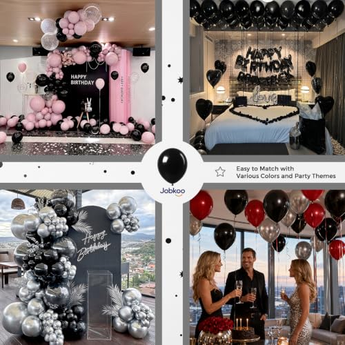 Image of Jobkoo Black Balloons 12 Inch, 50 Pcs Black Latex Balloon