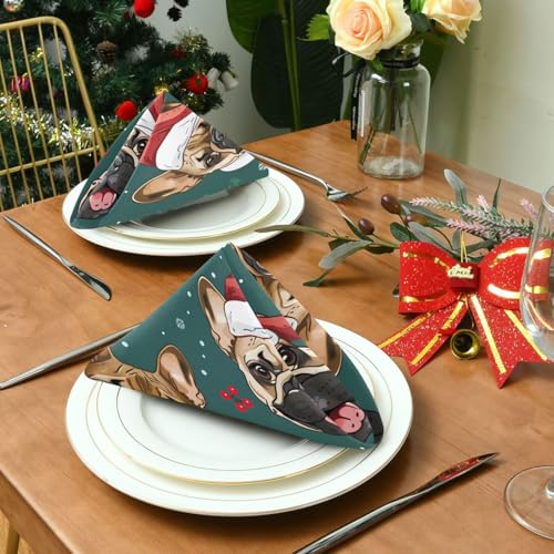Servilletas de tela Navidad perro set x6 20x20 pulg miniatura 4