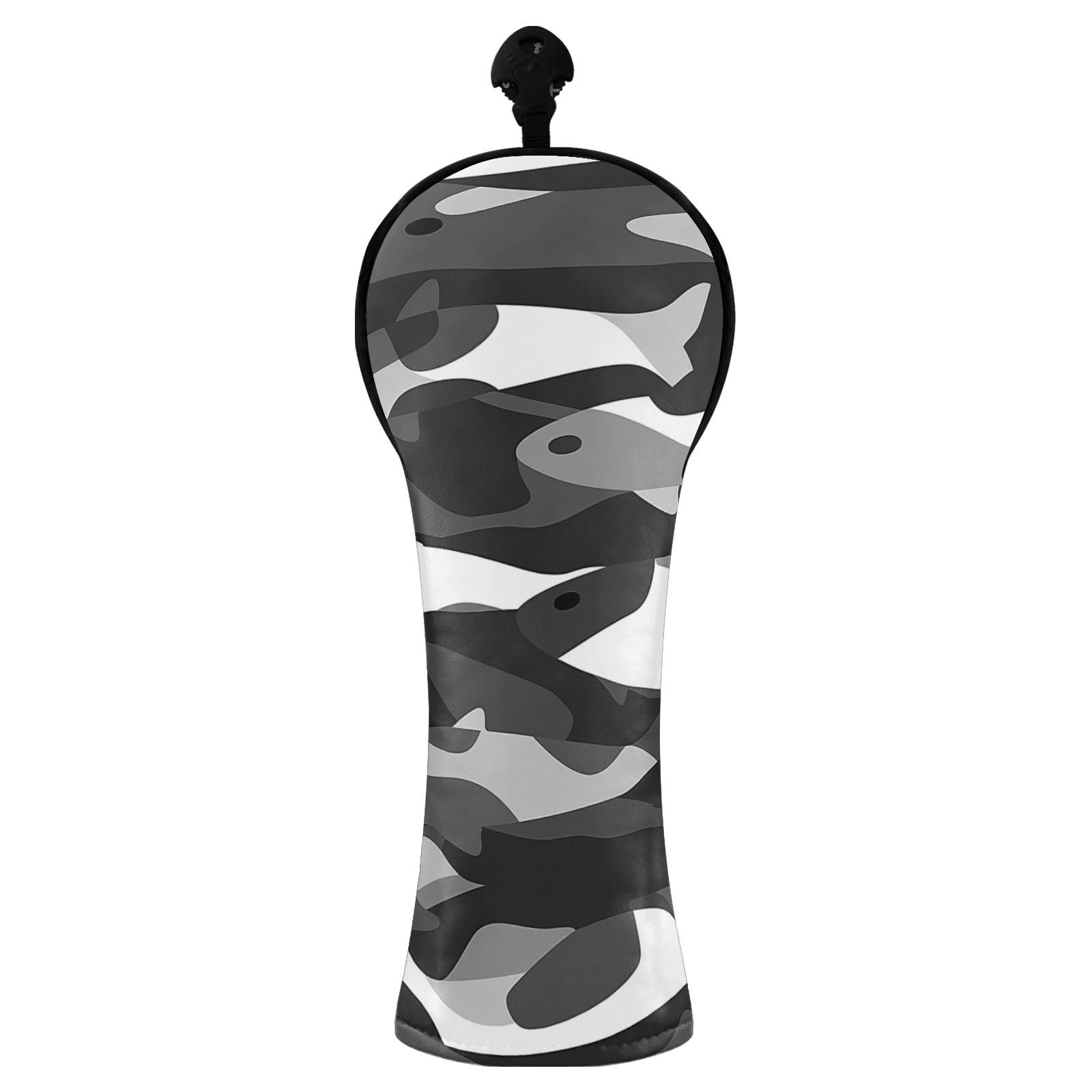 Golfschlägerhauben aus hochwertigem Leder mit austauschbaren Nummern für Fahrer, Fairway-Holz-Hybrid, Schwarz und Weiß, Camouflage, Lachs, 1 Stück