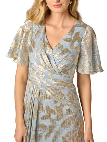 Image of Adrianna Papell Foil Leaf Draped Gown