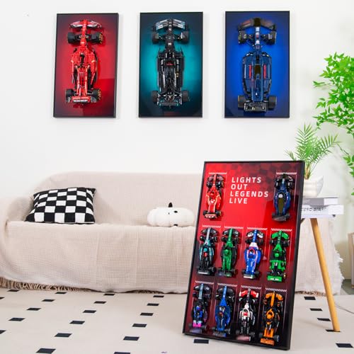 Image of WETCEAOM F1 Display Wallboard Compatible with Lego F1 Speed Champions 66082 Car Display 77242,77243,77244,77245,77246,77247,77248,77249,77250,77251 Wall Frame Car Wall Mount Lover, Model not Included
