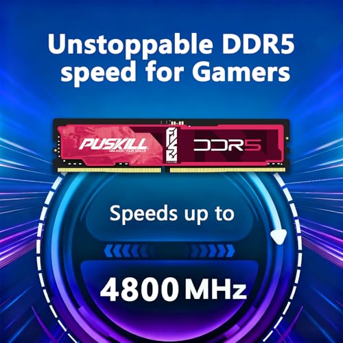 Image of PUSKILL DDR5 RAM 32GB Kit (2x16GB) 4800MHz CL38 Desktop Memory - Plug & Play for Intel & AMD Ryzen 7000