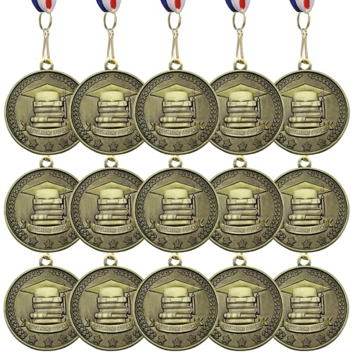 Ecation 16 Pcs Outstanding Student Scholastic Metal Medals Scholastic Award Medals with Ribbons Academic Award Prize Gift for Education, Recognition, Achievement(Scholastic)