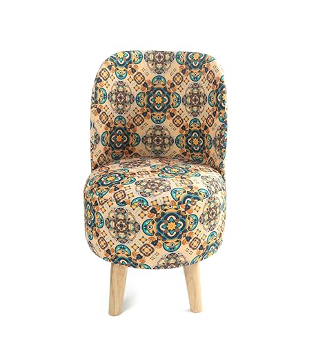 Image of NACIA Elegant Velvet Printed Ottoman Chair | Dressing Table Chair for Bedroom Makeup Room Decor | Modern Upholstered Ottoman with Wooden Legs for Living Room & Home (18x18x32 Inches, Green Buta)
