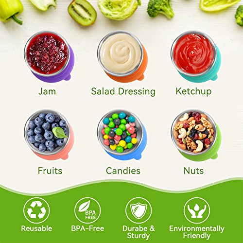 Taounoa 12 Pack Salad Dressing Container, 50Ml Condiment Containers With Lids Small Stainless Steel Dipping Sauce Cups Reusable Condiment Cups 1.7Oz #TOP2