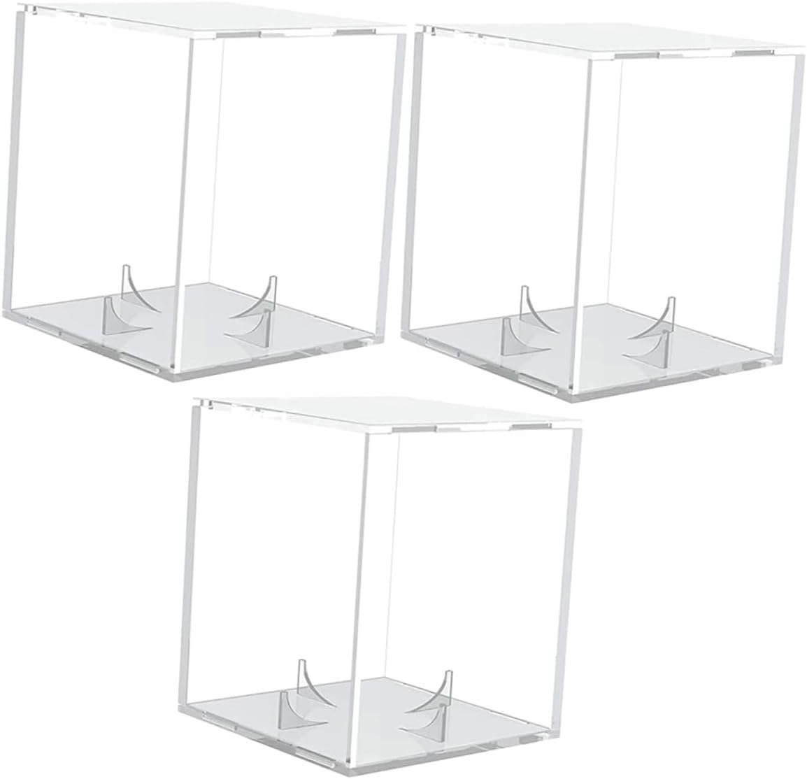 Kisangel 3pcs Baseball Display Cases with Stand, Acrylic Cube Baseball Holders UV Protected, Square Sports Memorabilia Display Boxes for Home Collectibles Storage
