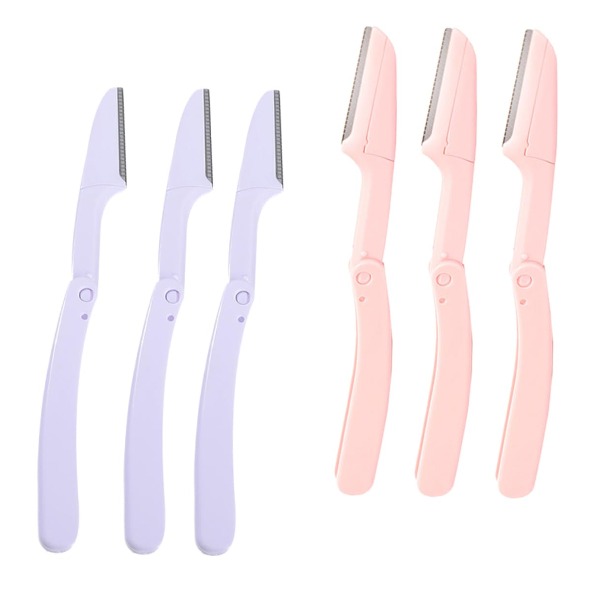 Outanaya Stainless Steel Eyebrow Razor Set 6pc Beauty Tool Kit Portable Non-slip Grip for Travel