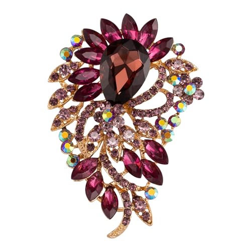 SELOVO Big Large Flower Statement Brooches Pins Scarf Decoration Gold Tone