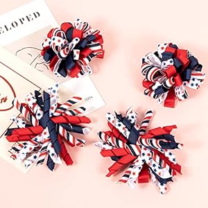 4th of July Korker Hair Bow Clips Girls Patriotic Curly Corker Cheer Pompom Loopy Bow Alligator Barrettes Red White Blue Stars Stripes Ribbon Accessories Kids Xmas Gift 4th of July Korker Hair Bow Clips Girls Patriotic Curly Corker Cheer Pompom Loopy Bow Alligator Barrettes Red White Blue Stars Stripes Ribbon Accessories Kids Xmas Gift