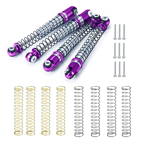 MORLORDY Aluminum Alloy 4Pcs RC Shock 48mm Ajustable Shocks Absorber Dampers for SCX24 Shocks 48mm Upgrades 1/24 RC Crawler Car Accessories, Black and Purple