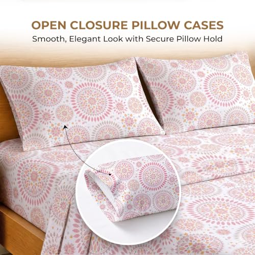 Image of SGI bedding 100% Egyptian Cotton Sheets Full XL Size - 600 Thread Count Sheets Set, Soft, Cooling, 15 inch Deep Pocket, Luxury Hotel Bedding, Breathable, Durable - Boho Mandala