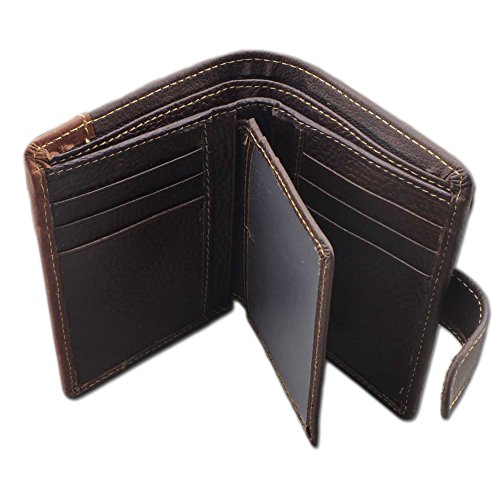 Men's Cool Eagle Wolf Horse Totem Cowhide Leather Vertical Wallet Zipper Multi-card Cardholder (Wolf Totem B)4