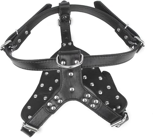 Miniatura 8 de Arnés de perro de poliuretano con tachuelas para razas Terrier resistente, cuello negro, pecho transpirable, forro suave de metal