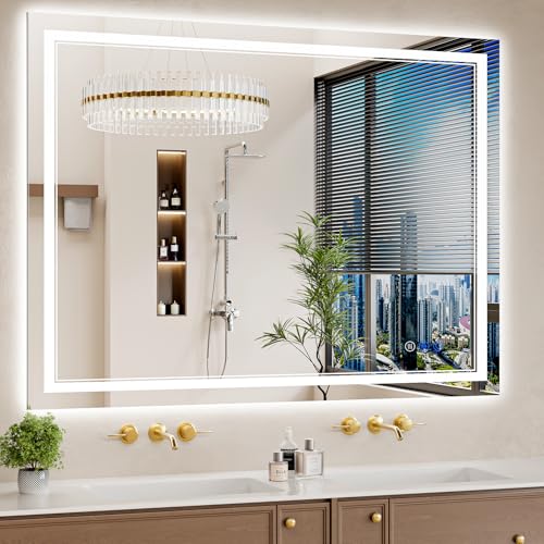 Image of 36 inchx48 inch LED Bathroom Mirror with Lights, Anti-Fog, Backlit + Front Lit, Shatter-Proof Tempered Glass