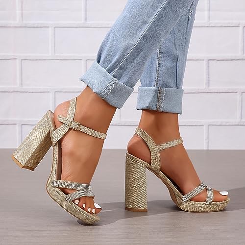 Women's Heeled Sandals Block Chunky High Heels Open Toe Ankle Strap Dress Sandals2