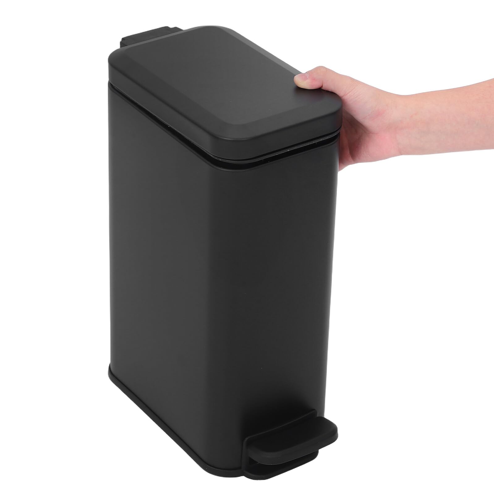 Mipcase Papelera de Baño Delgada con Pedal y Tapa Cierre Suave Cubo de Basura de Acero Inoxidable Mate Cubo Compacto para Dormitorio Cocina u Oficina