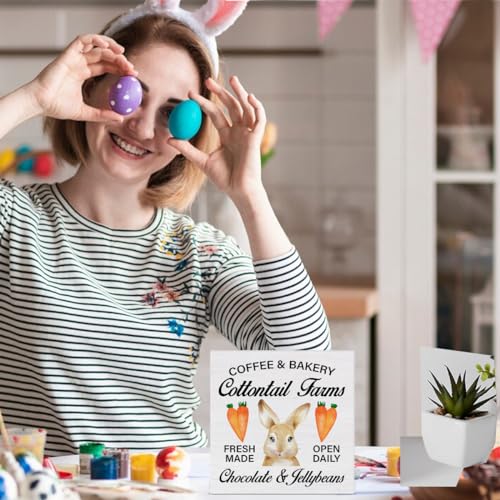 YXSEZ-Easter-Decor-Rustic-Easter-Bunny-Coffee-and-Bakery-Wooden-Sign-Farmhouse-Desk-Decorations-Home-Kitchen-Shelf-Decor-5-x-5-Inches YXSEZ Easter Decor Rustic Easter Bunny Coffee and Bakery Wooden Sign Farmhouse Desk Decorations Home Kitchen Shelf Decor 5 x 5 Inches