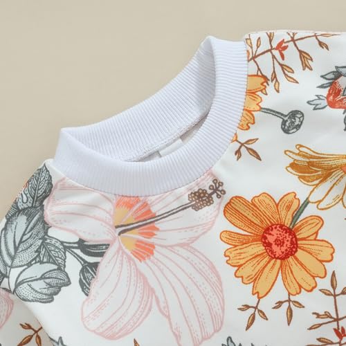 Tsnbre Fall Baby Girl Clothes Foral Bow Print Long Sleeve Baby Sweatshirt Joggers Pants 6 12 18 24 Month 3T Winter Outfits4