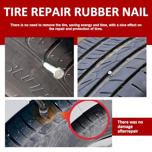 Image of 40 PCS Tyre Repair Nail, 2 Specification Tight Connection Waterproof Sealing Rubber Nails, High Temperature Resistant DIY Tire Quick Vacuum Repair Tool, Universal for Most Cars (Black)
