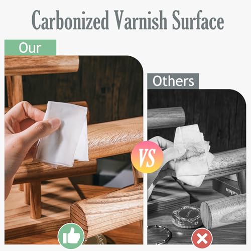 ProCase 2 Etagen T-Form Armbandhalter aus Holz, Abnehmbare Armband Halterung Schmuckhalter Armbänder Display, Vintage Armbandständer Uhrenständer Aufbewahrung für Armreifen Haarklammern Uhren -Natur