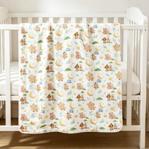 Image of Baby Blanket for Girls Boys, Super Soft Double Layer Mink Blankets with Dotted Backing, Toddler Newborn Nursery Bed Blanket, Bear Throw Blanket, 30 X 40 Inches