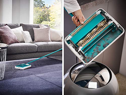 Leifheit 11700 Balai mécanique Regulus turquoise, Balayeuse sans fil ni électricité avec 3 brosses idéales pour le balayage des tapis de salon Leifheit 11700 Balai mécanique Regulus turquoise, Balayeuse sans fil ni électricité avec 3 brosses idéales pour le balayage des tapis de salon