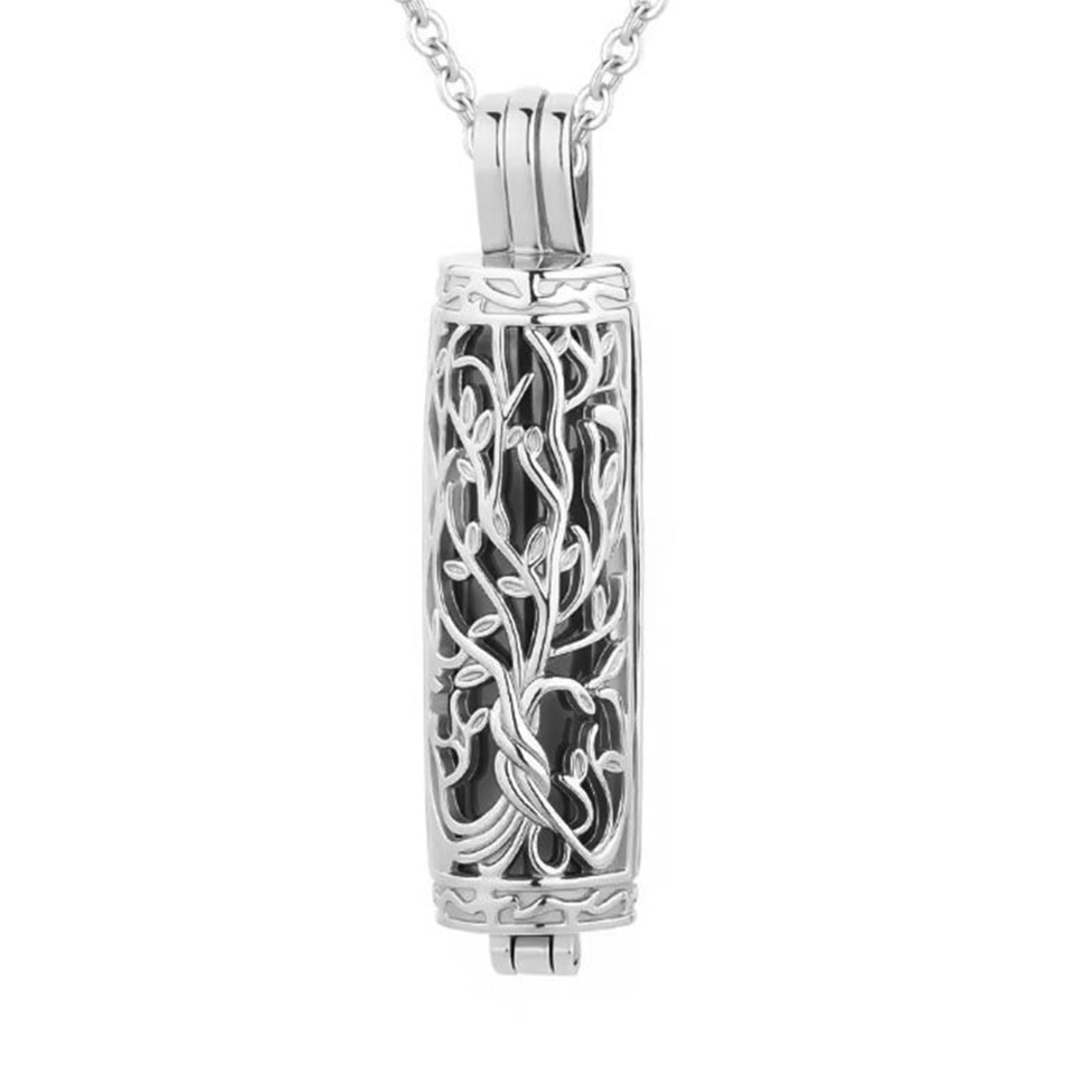 NEWFT Pet Ashes Necklace Locket Necklace for Animal Pet Mom Locket for Ashes/Hair Carved Tree Necklace for Ashes/Hair,black