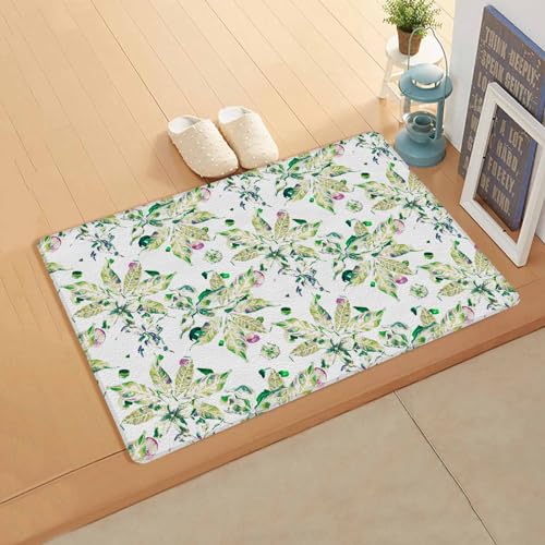 Sage Green Antifatigue Kitchen Bath Door Mat Cushioned Runner Rug,Washable Welcome Floor Sink Mat,Waterproof & Non-Slip Kitchen Standing Doormat,Encalypus Leaves Botannical Tropical Country 20
