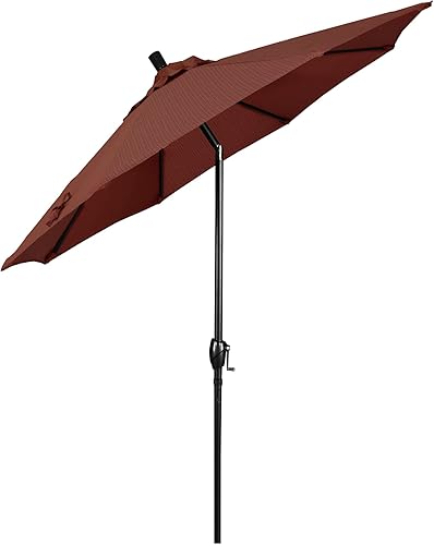 Miniatura 4 de California Umbrella GSPT908302-FD12 Mercado redondo de aluminio de 9 pies, manivela elevadora, botón de inclinación, poste negro, sombrilla de patio